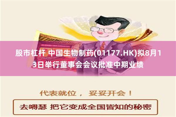 股市杠杆 中国生物制药(01177.HK)拟8月13日举行董事会会议批准中期业绩