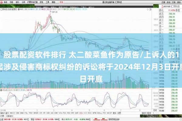 股票配资软件排行 太二酸菜鱼作为原告/上诉人的1起涉及侵害商标权纠纷的诉讼将于2024年12月3日开庭