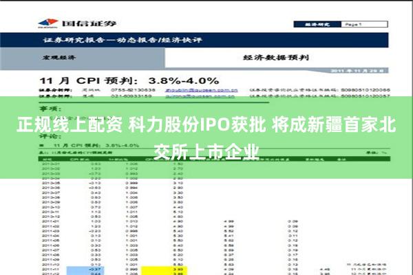 正规线上配资 科力股份IPO获批 将成新疆首家北交所上市企业